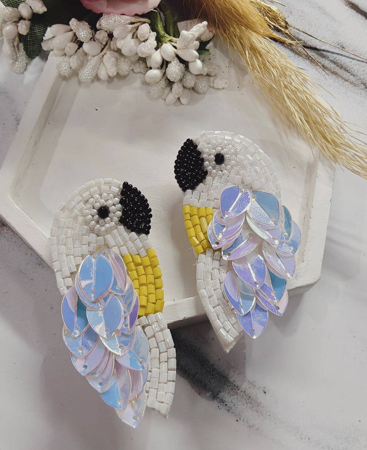 Handcrafted Lightweight Parrot Beads Earrings