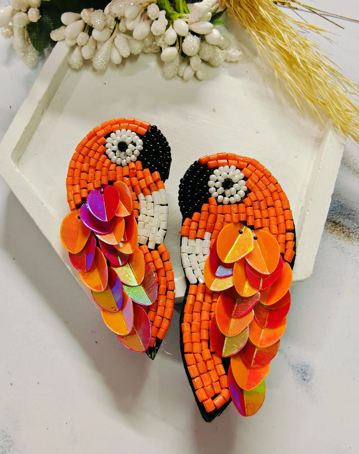 Handcrafted Lightweight Parrot Beads Earrings